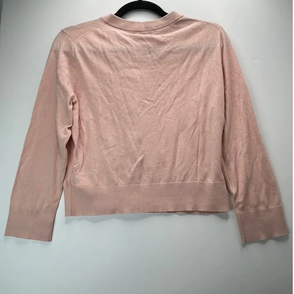 Kate Spade Silk Blend Cardigan Blush Gold Tone Gem Buttons Women Medium